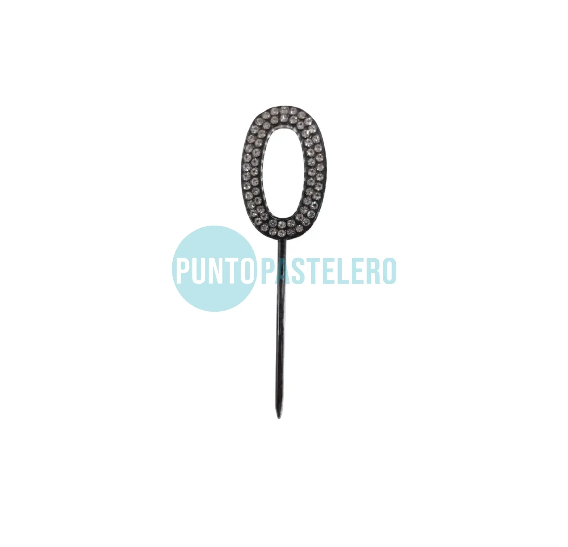 [6902023030511] PINCHE ACRILICO NUMERO CON STRASS N°0 (PLATA)