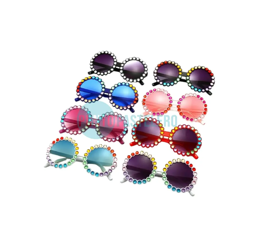 ANTEOJOS PLASTICOS REDONDO CON MARCO STRASS (COLORES SURTIDOS)