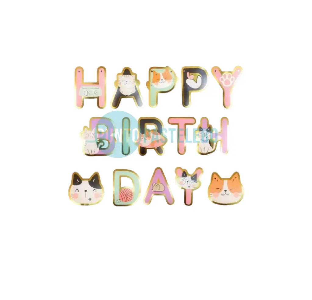 BANDERIN HAPPY BIRTHDAY "GATITOS"
