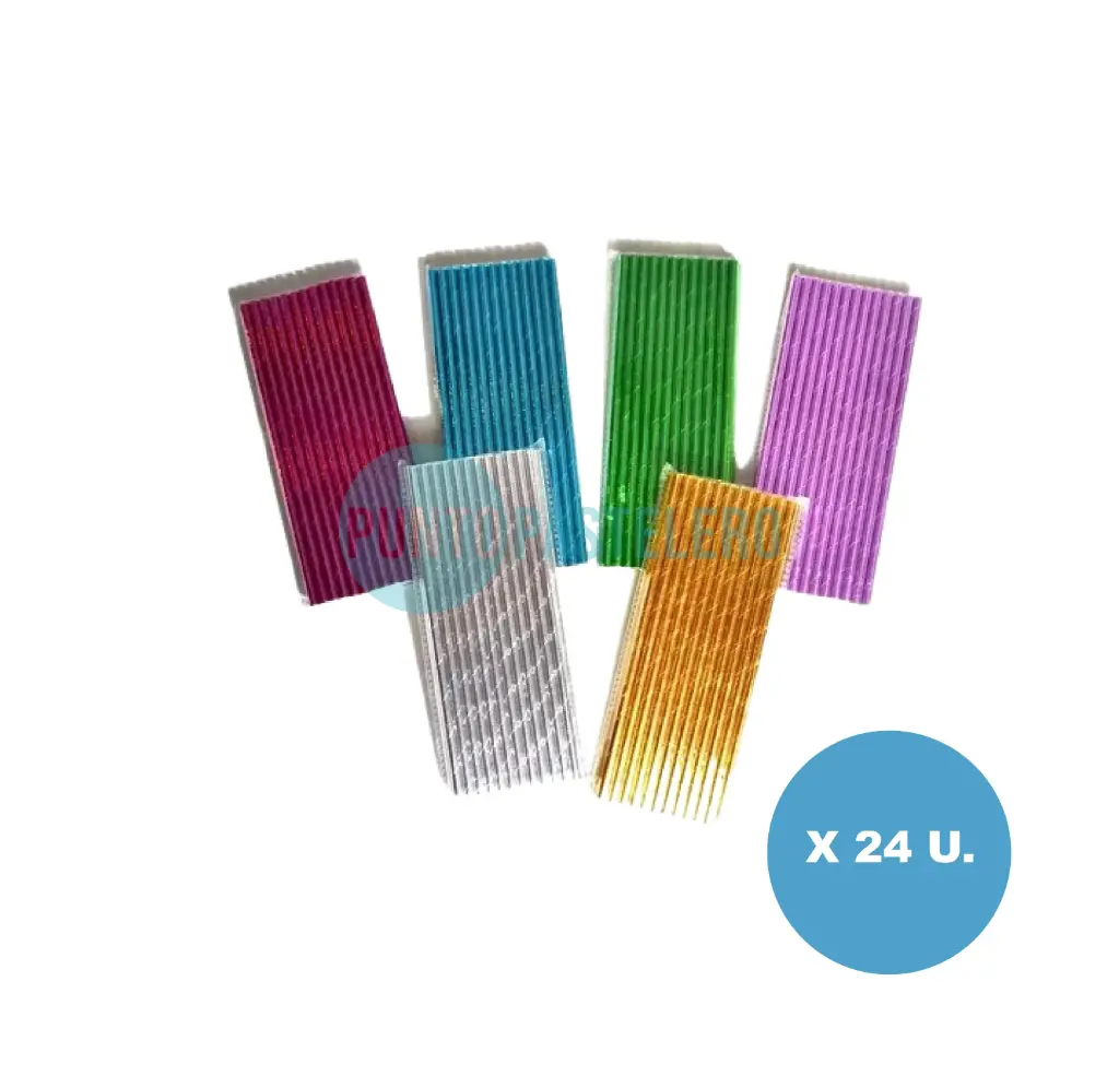 SORBETES METALIZADOS POLIPAPEL (X 24 U.) (COLORES VARIOS)