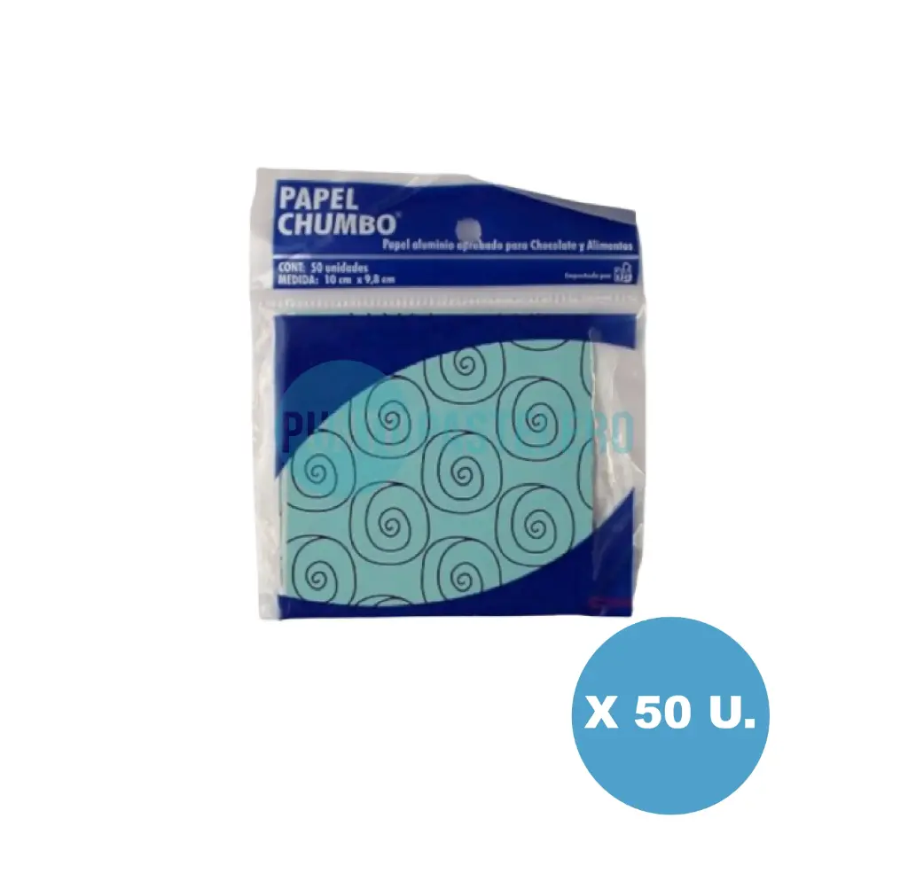 PAPEL ALUMINIO PARA BOMBON DECORADO (CHUMBO) X 50 U.