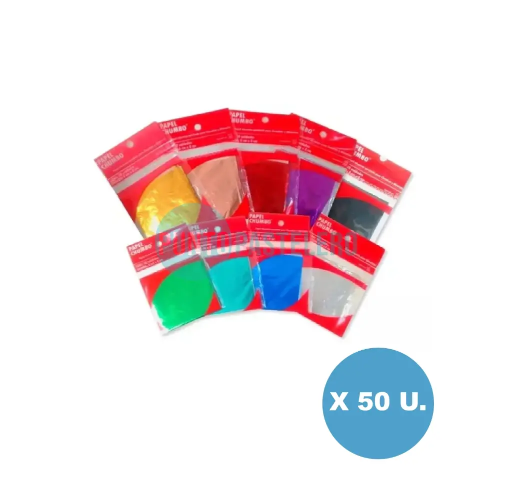 [65832504058] PAPEL ALUMINIO PARA BOMBON LISO (CHUMBO) (X 50 U.)