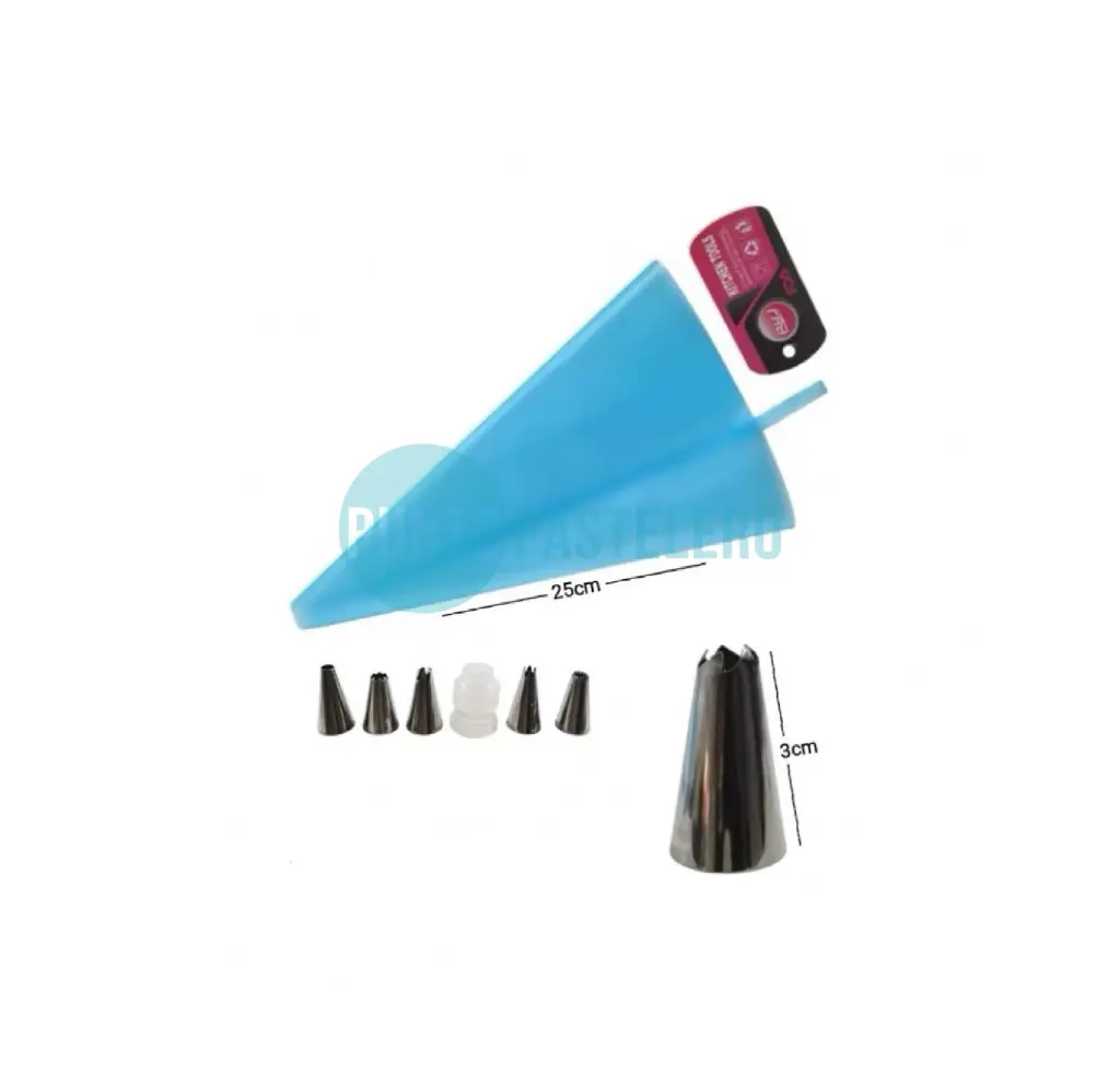 MANGA SILICONA 25 CM + 6 PICOS Y ACOPLE