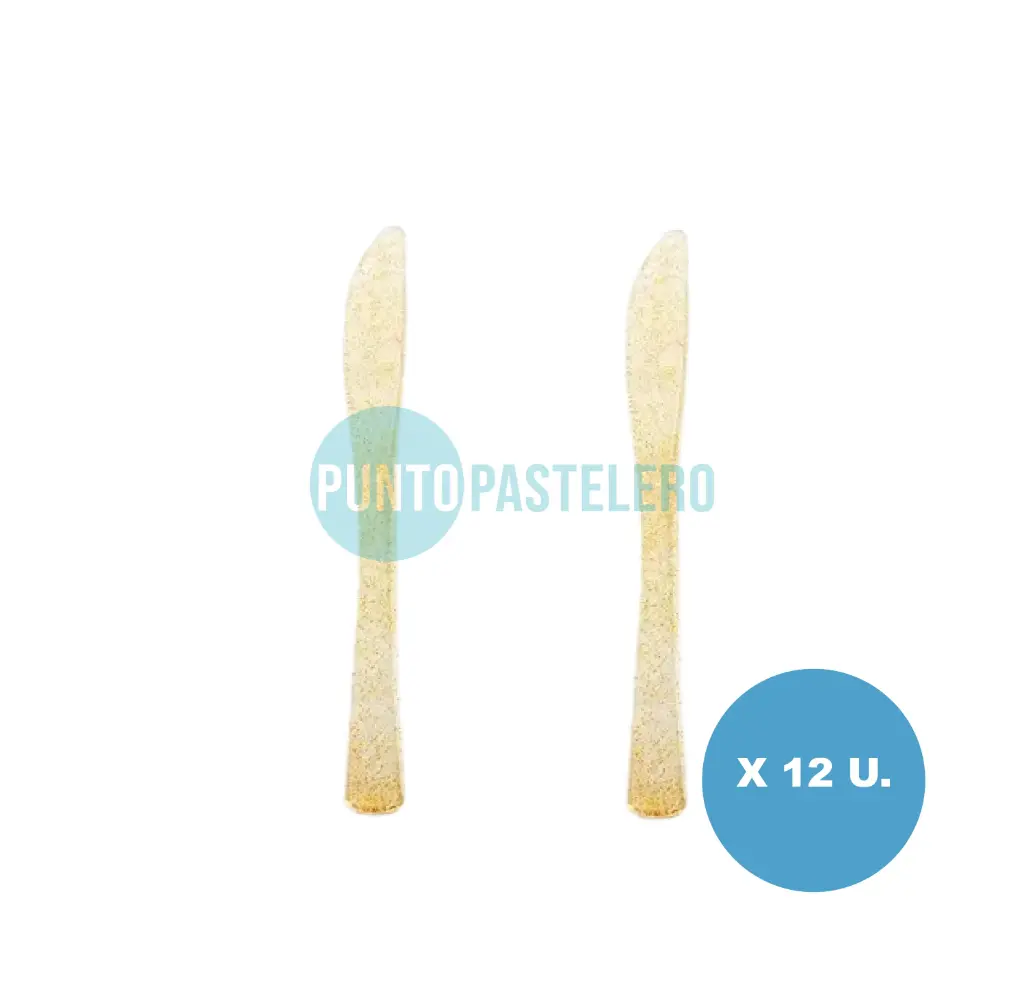 [6922624142031] CUCHILLO GLITTER DORADO 17 CM (X 12 U.)