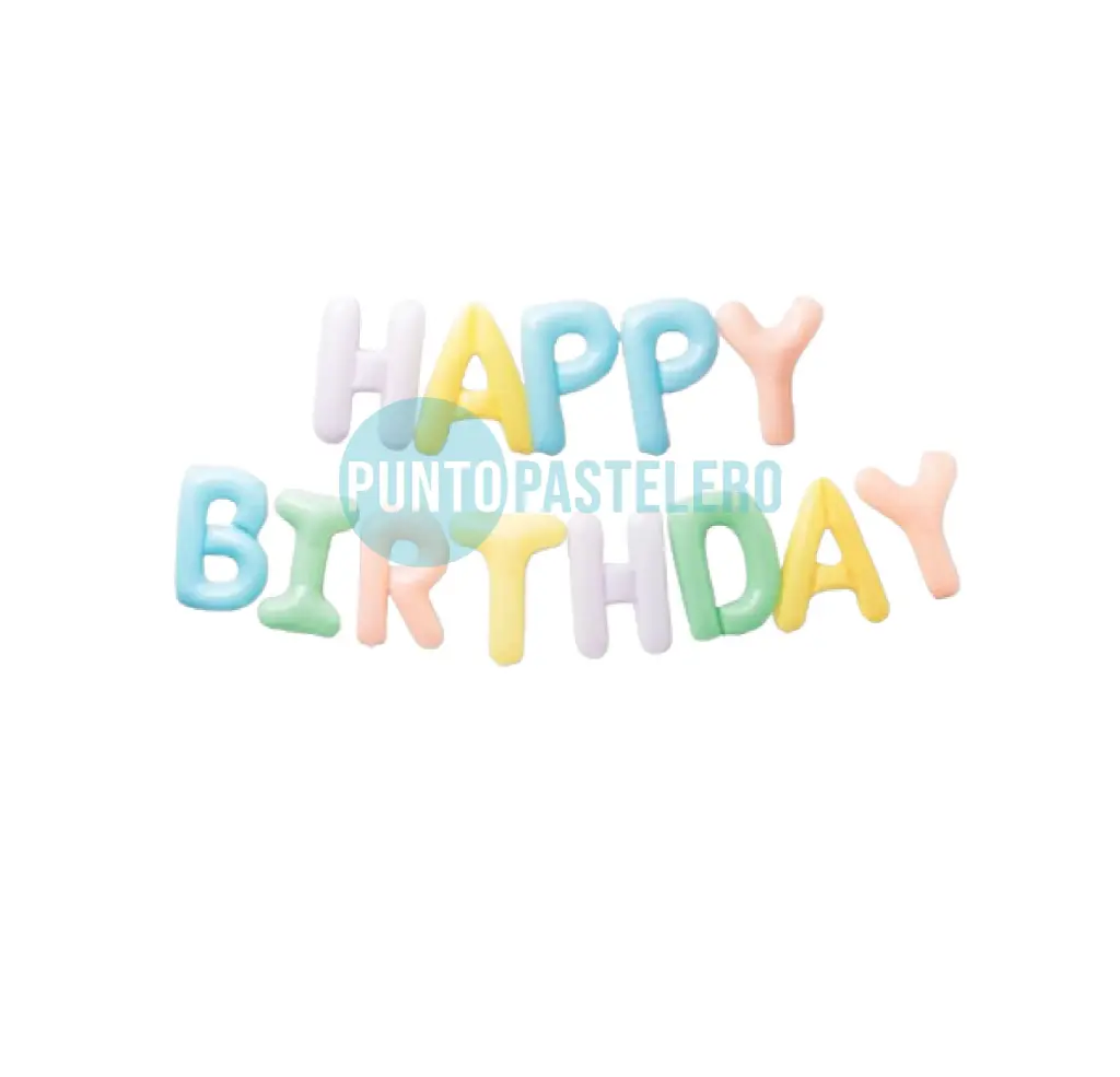 GLOBO FRASE "HAPPY BIRTHDAY" COLORES PASTEL