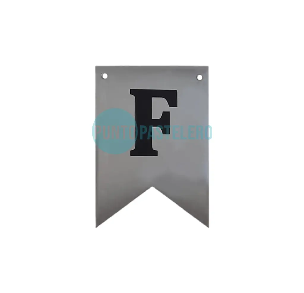 BANDERIN FELIZ CUMPLEAÑOS METALIZADO PLATEADO (LETRAS NEGRAS)