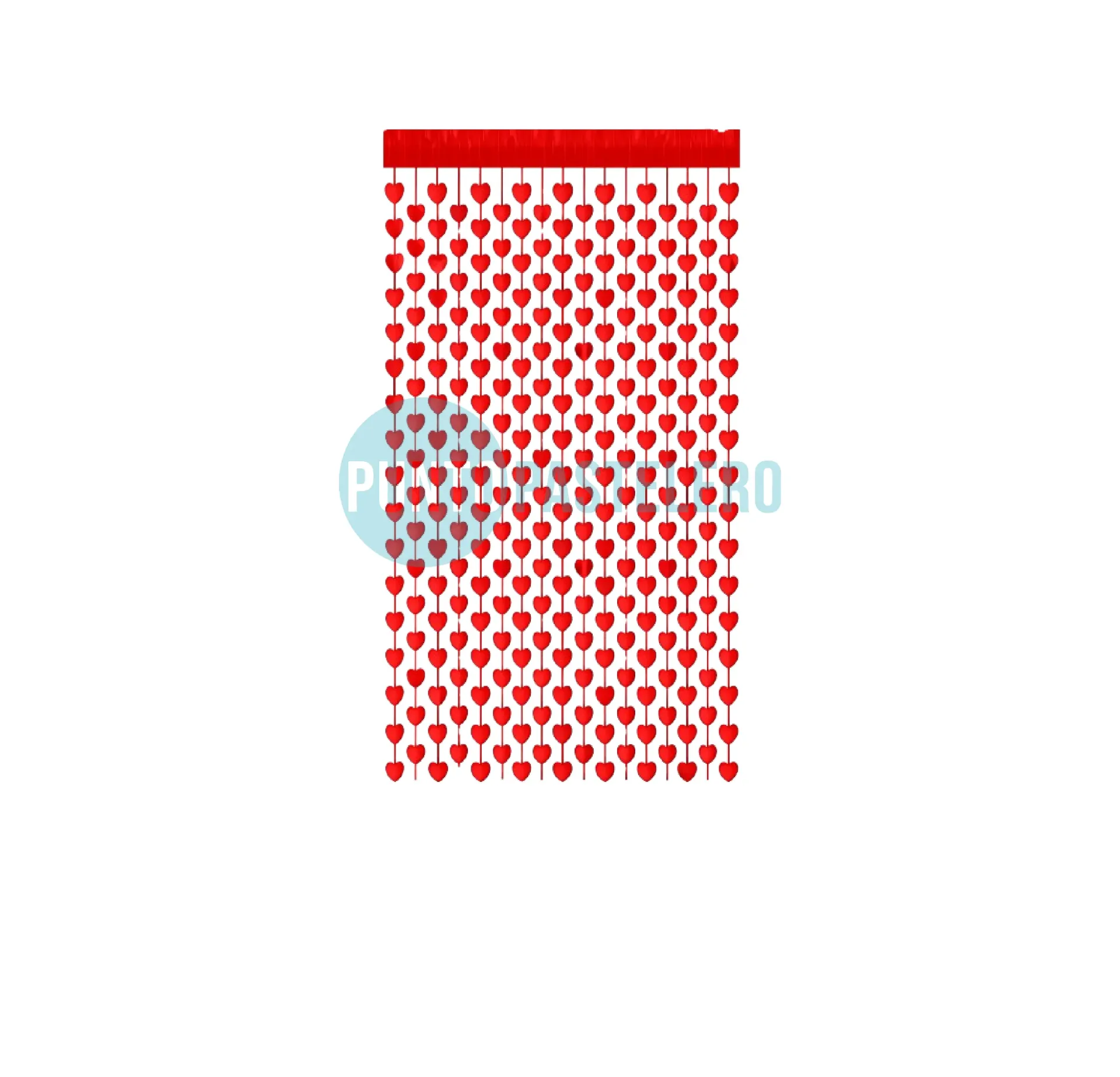 CORTINA COLGANTE CORAZONES ROJOS (18 U.)