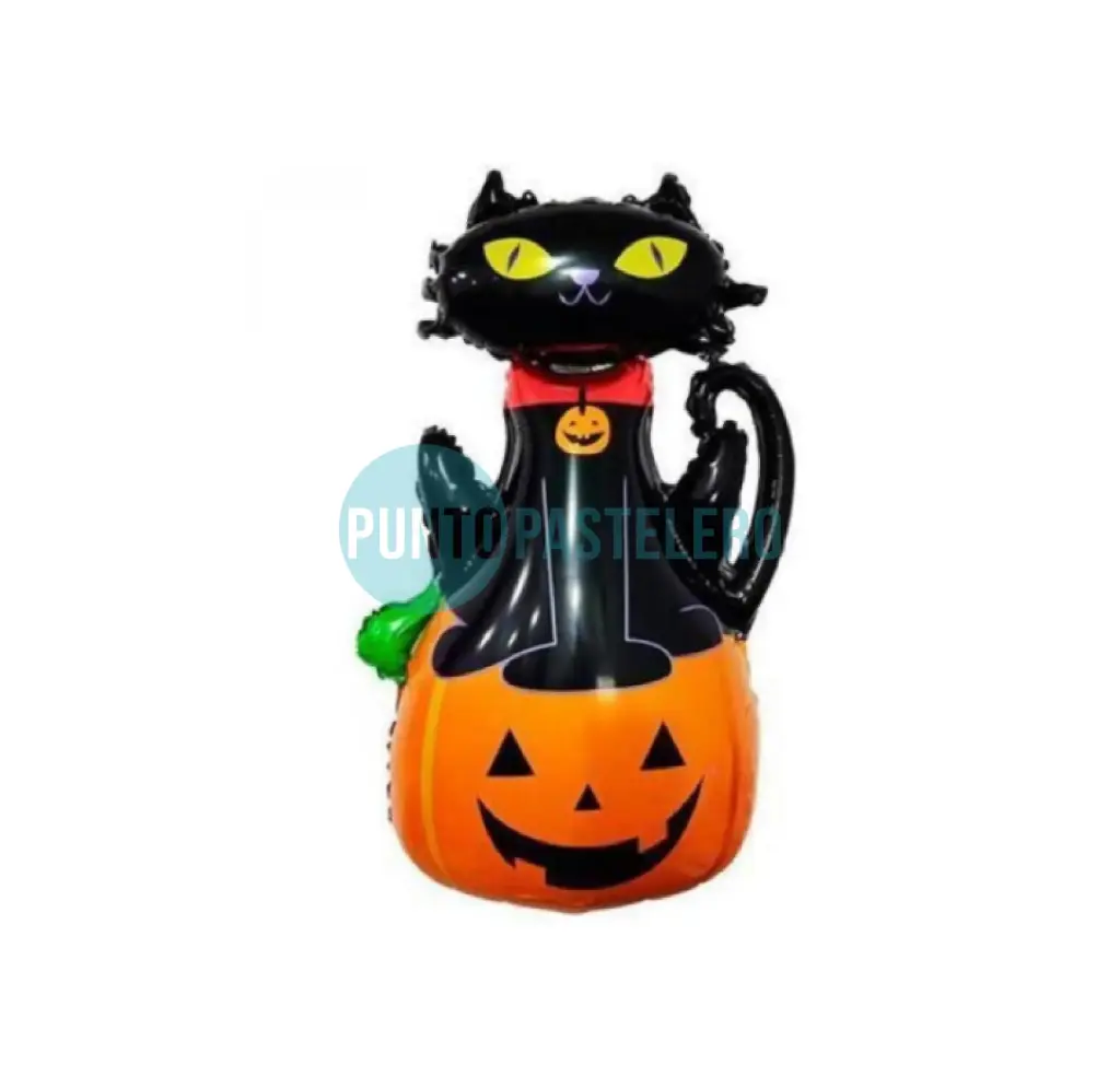 GLOBO METALIZADO CALABAZA Y GATO (36 CM) [21-2]