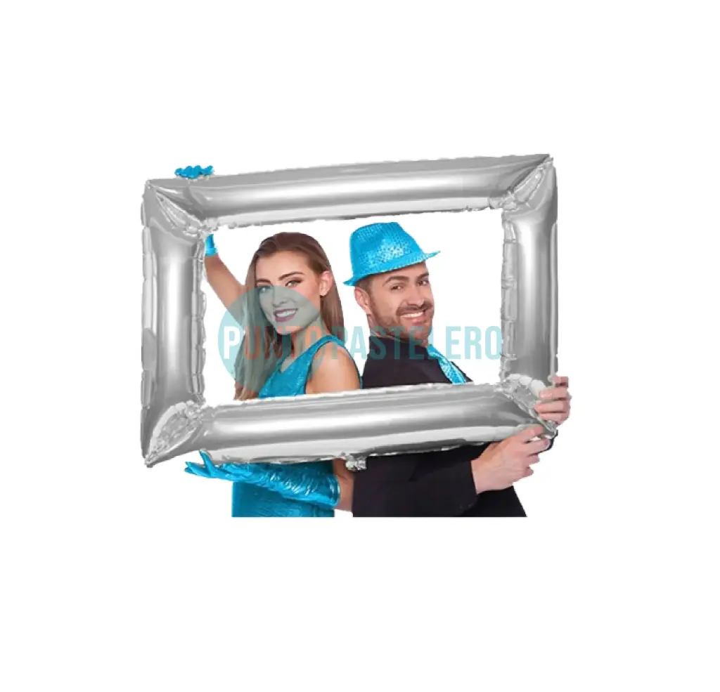 GLOBO JB METALIZADO MARCO DE SELFIE PLATA (80X100 CM)