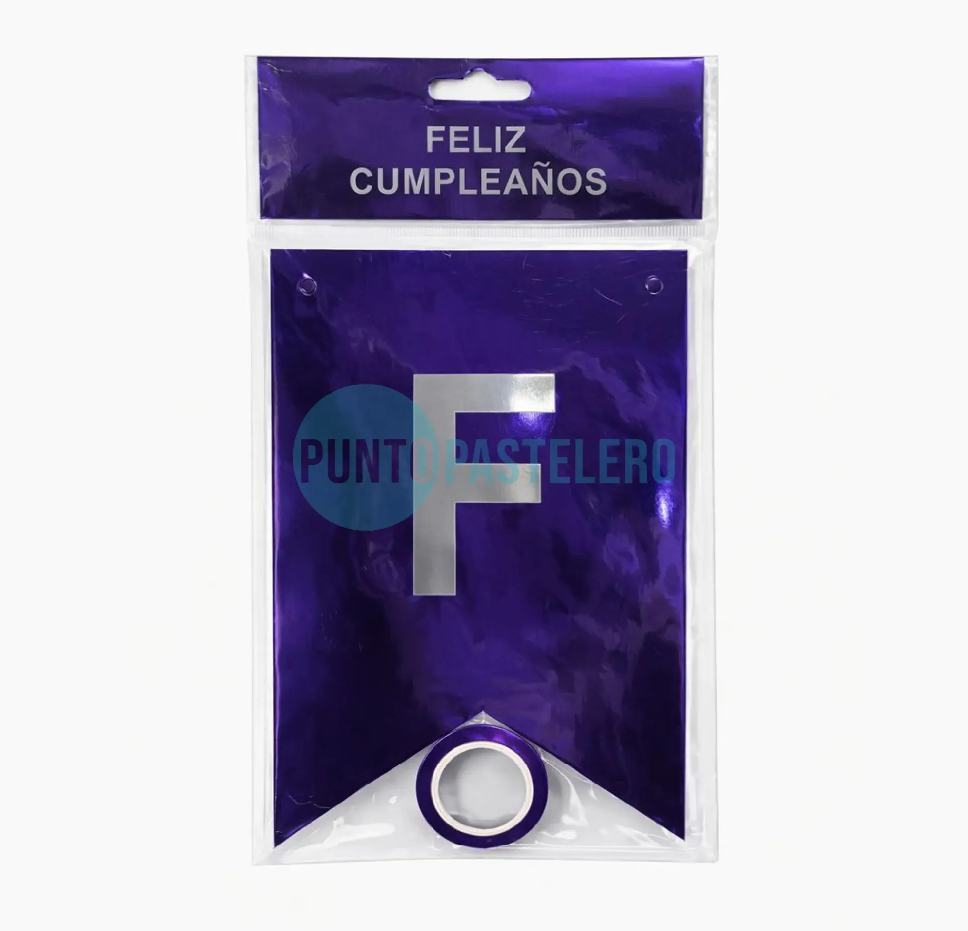 BANDERIN FELIZ CUMPLEAÑOS METALIZADO VIOLETA