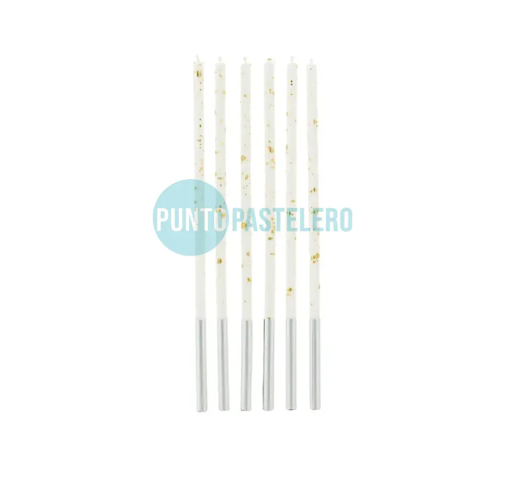 VELAS "GOLDEN DARK" BLANCO Y DORADO (X 6 U.)