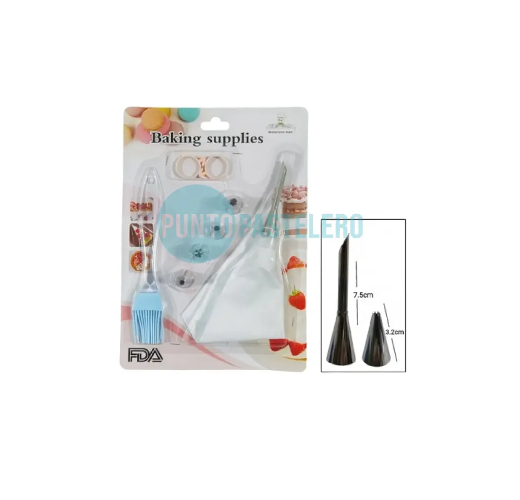 SET 5 PICOS ACERO + MANGA + CUPLA + PINCEL AEROBAKING