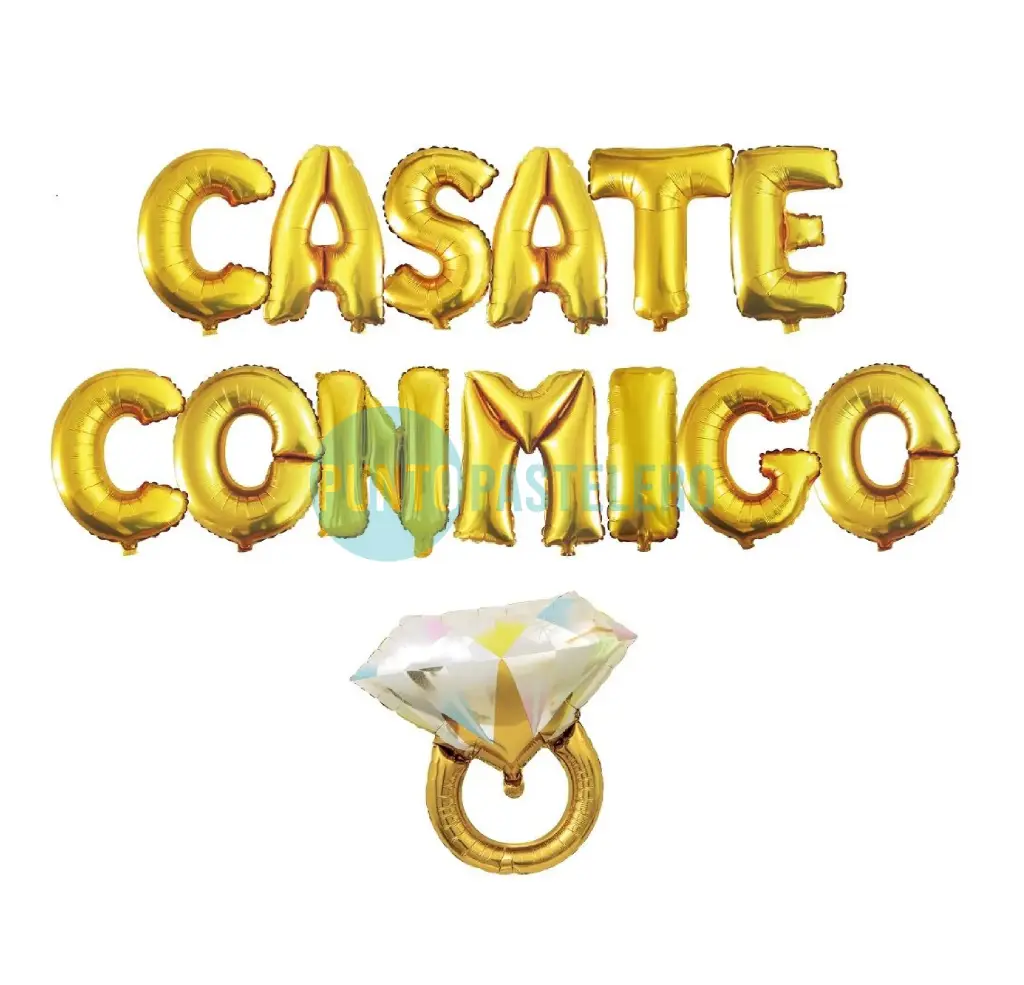 SET GLOBOS FRASE CASATE CONMIGO (14 PZ)