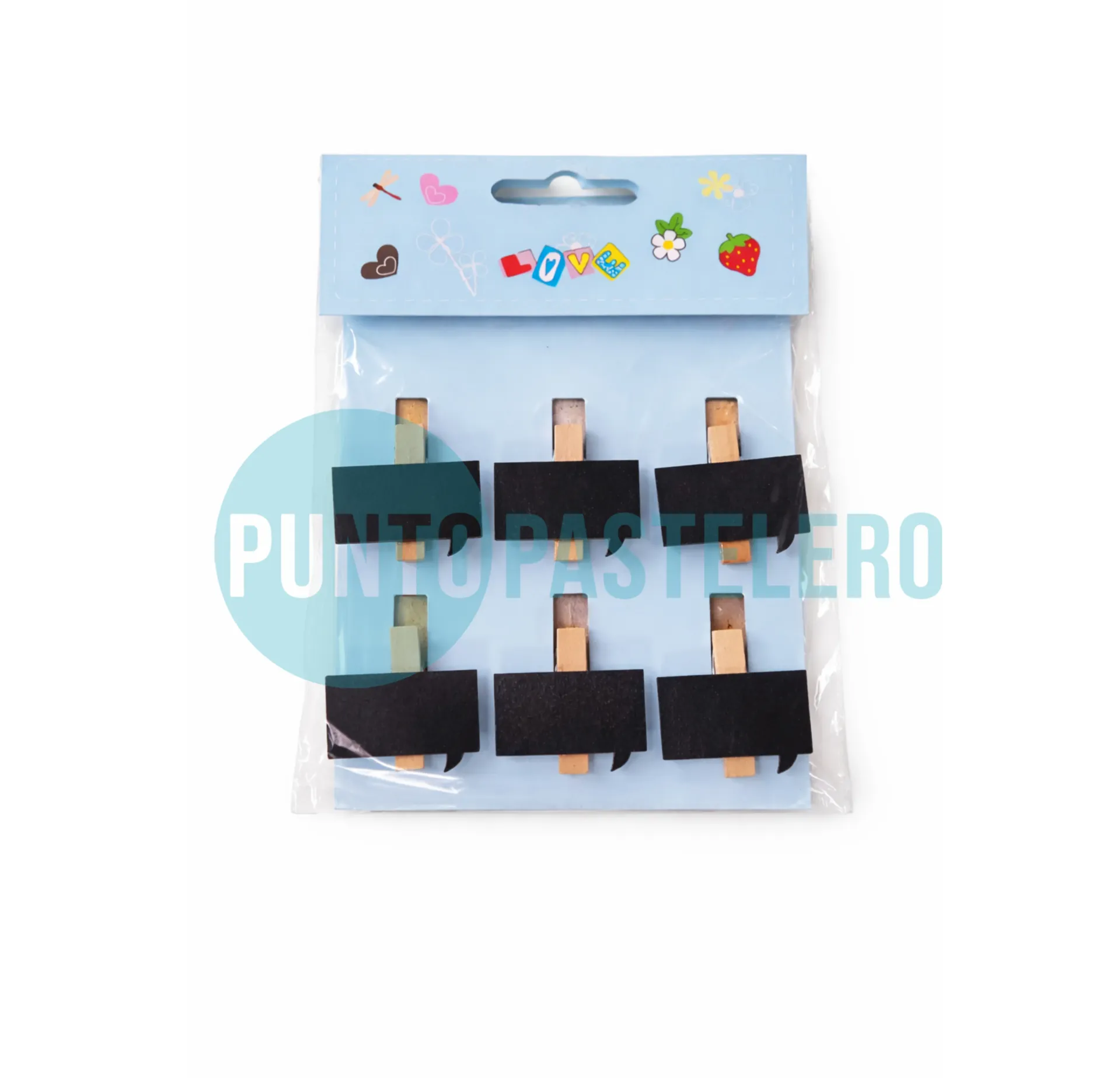 BROCHE DE MADERA CON PIZARRA (X 6 U.)