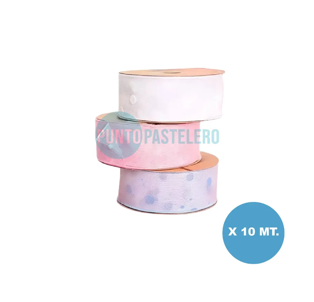 [7652] CINTA ORGANZA CIRCULOS BLANCOS (X 10 MT.)