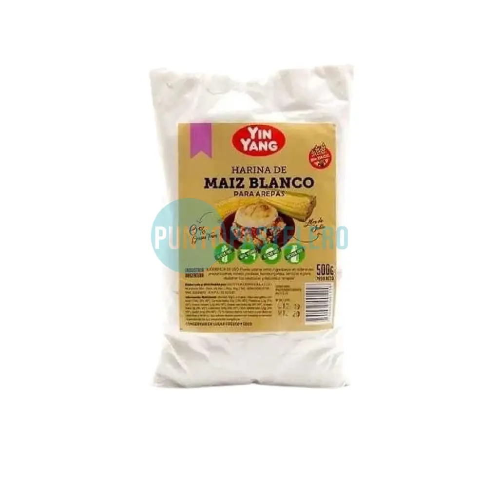 [7790495001158] HARINA DE MAIZ BLANCO PARA AREPAS YING YANG (X 500 GR.) (SIN TACC)