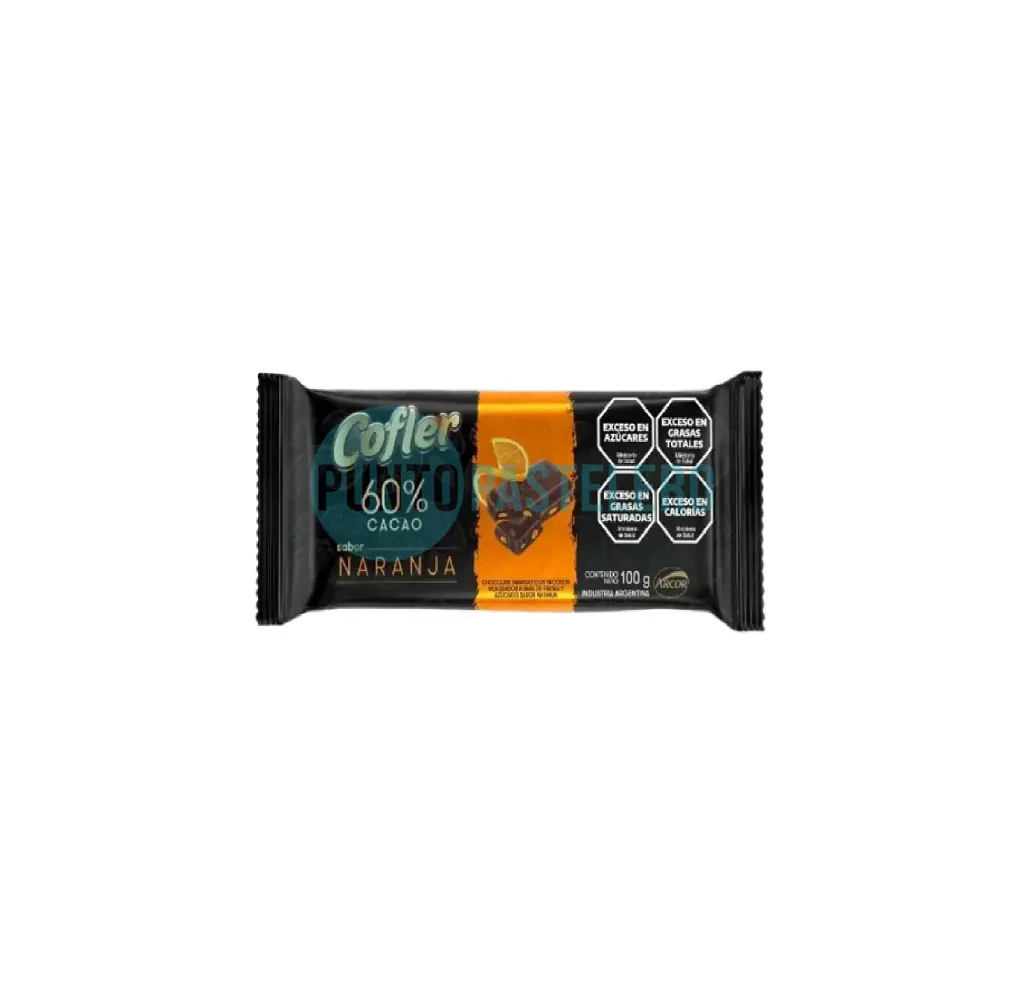 TABLETA COFLER 60% CACAO CON NARANJA CREMOSO X 100 GR.
