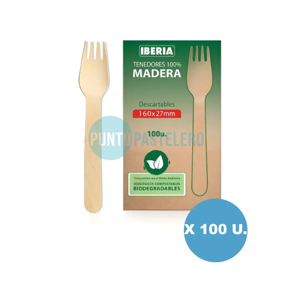 TENEDORES MADERA IBERIA 16 CM (X 100 U.)