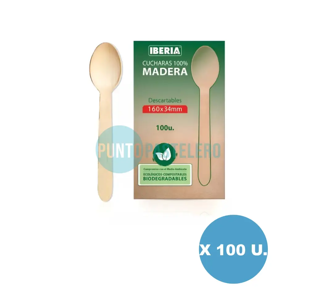 CUCHARAS MADERA IBERIA 16 CM (X 100 U.)