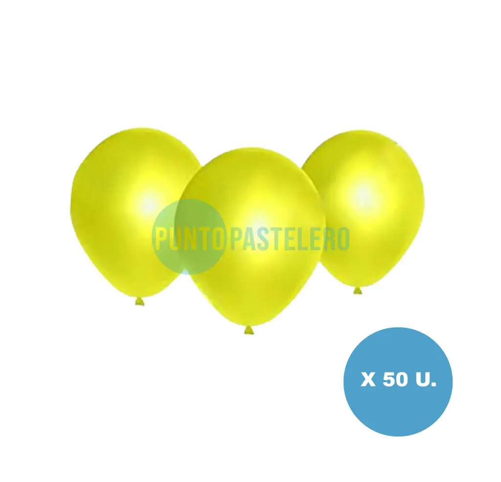 PACK GLOBO FIESTA LOCA LISO 9" AMARILLO (X 50 U.)