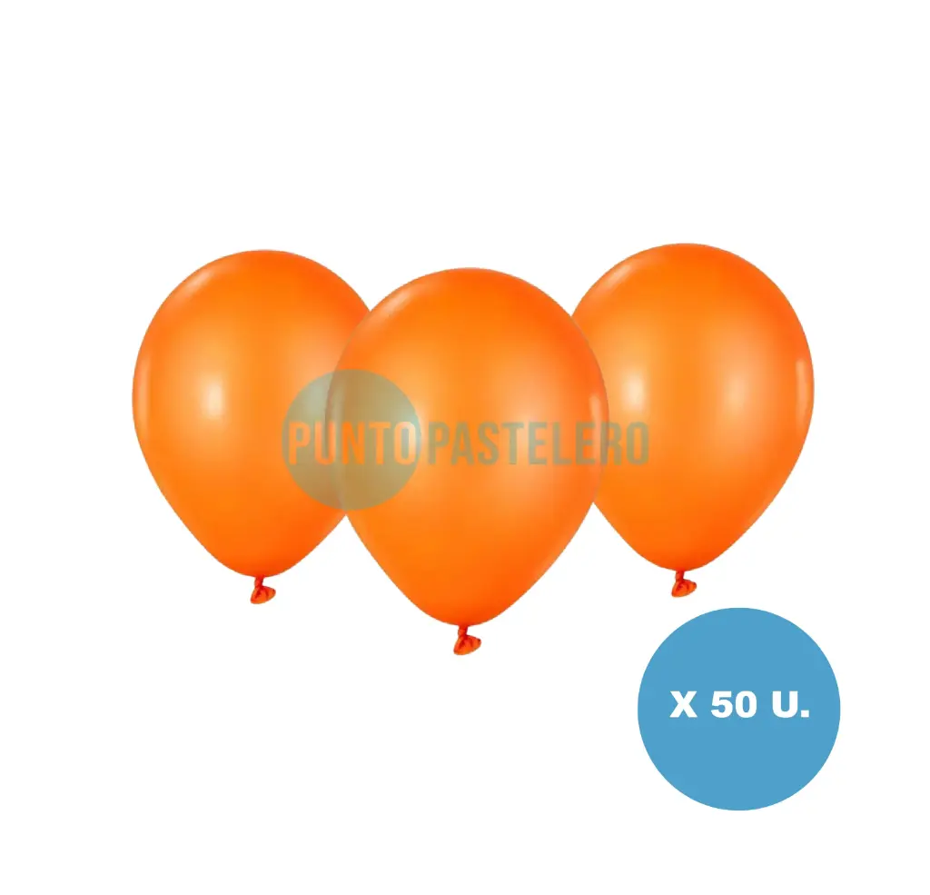 PACK GLOBO FIESTA LOCA LISO 9" NARANJA (X 50 U.)