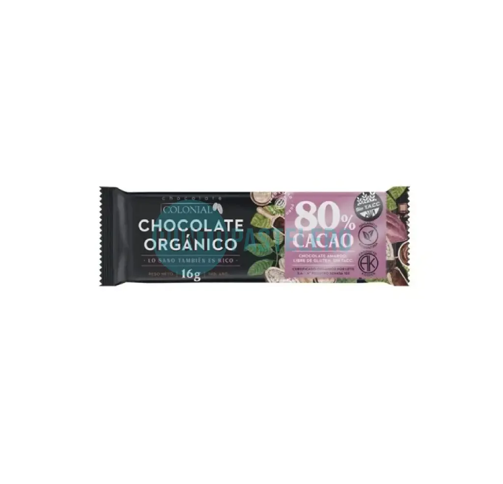 [77974730] BARRITA CHOCOLATE ORGANICO 80% CACAO COLONIAL (X 16 GR.)