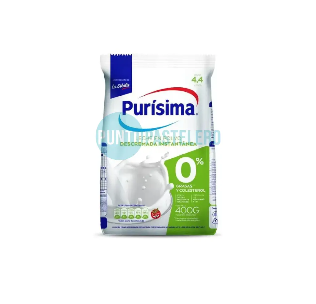 LECHE EN POLVO PURISIMA DESCREMADA EN POLVO (X 400 GR.)