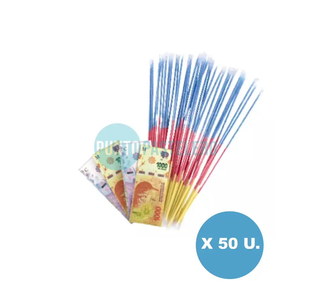 CARAMELO EN POLVO STICKS CON BILLETES (X 50 U.)