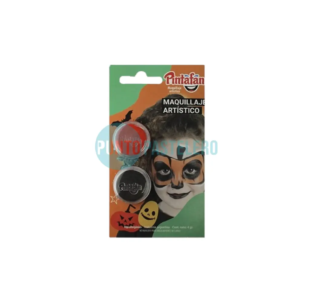 [7798134934393] MAQUILLAJE ACUARELABLE SET X 2 (NARANJA-NEGRO) (4 GR.)