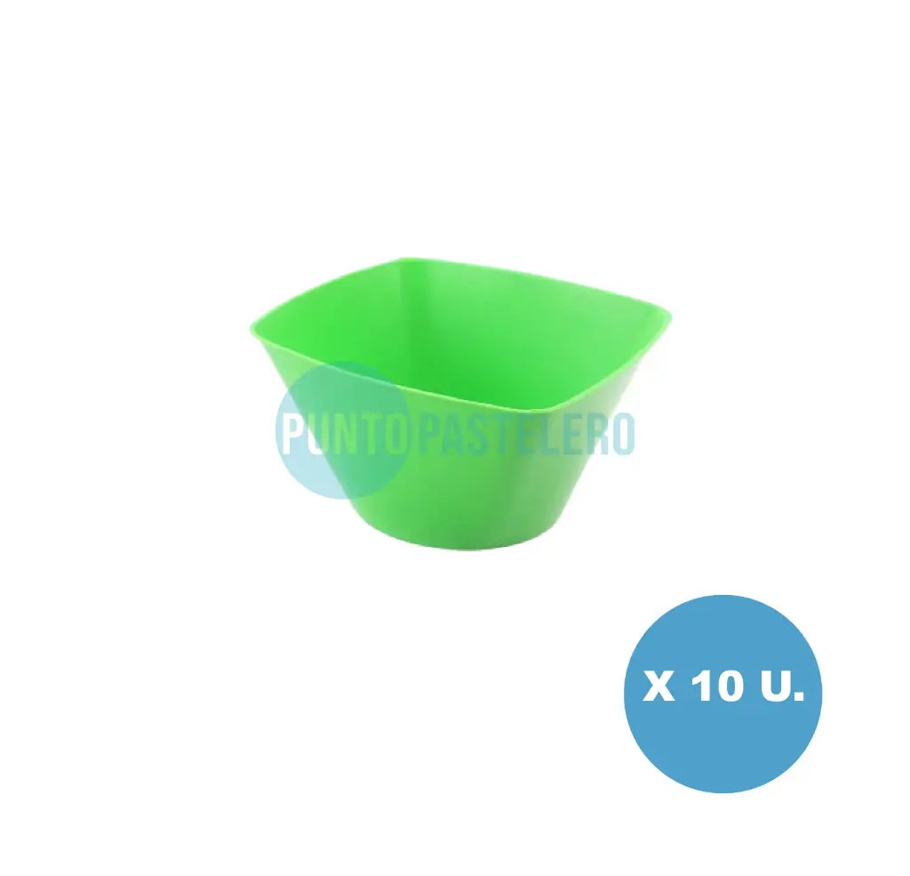 BOWL CUADRADO VERDE KOVALPLAST (10 U.)