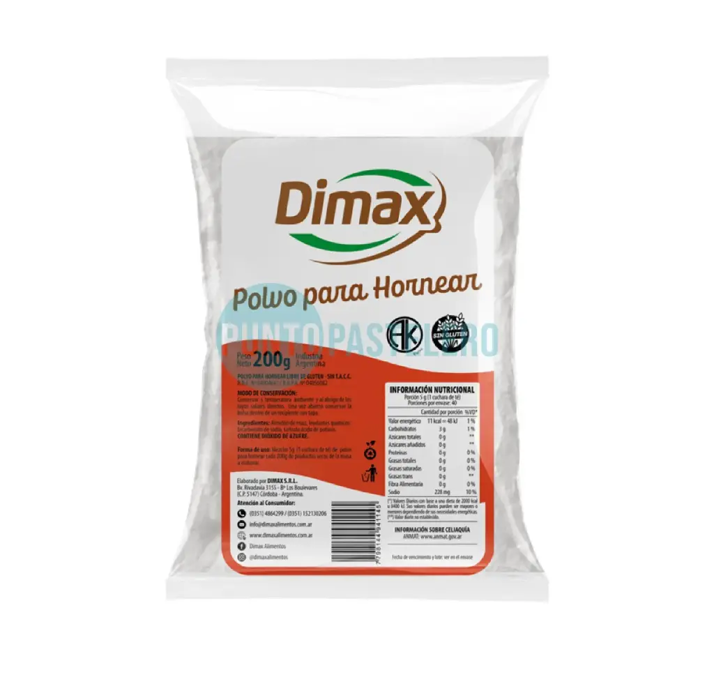 POLVO PARA HORNEAR DIMAX (X 200 GR.) (SIN TACC)