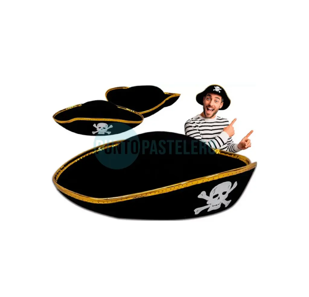 GORRO PIRATA BORDE DORADO