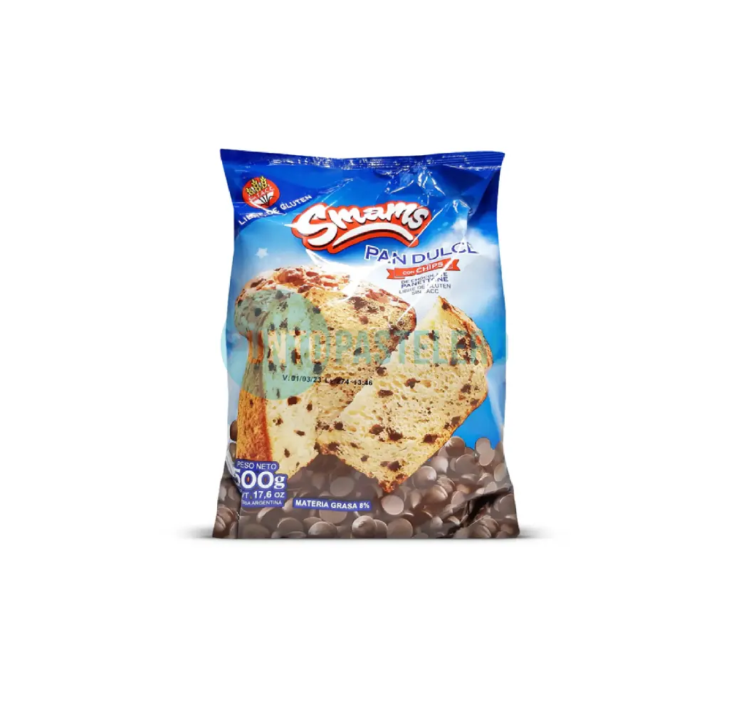 [7798181510519] PAN DULCE CON CHIPS SMAMS (X 500 GR.) (SIN TACC)