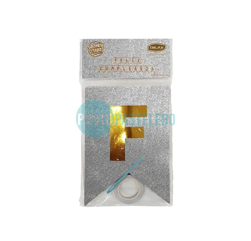 [202190201230] BANDERIN FELIZ CUMPLEAÑOS DILAX GLITTER PLATA