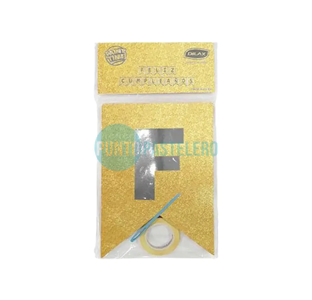 BANDERIN FELIZ CUMPLEAÑOS DILAX GLITTER DORADO