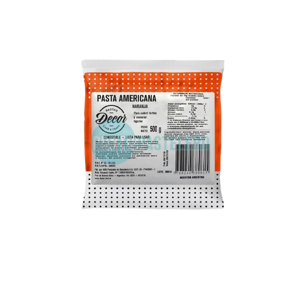 DECOR PASTA AMERICANA COLOR NARANJA (X 250 GR.)