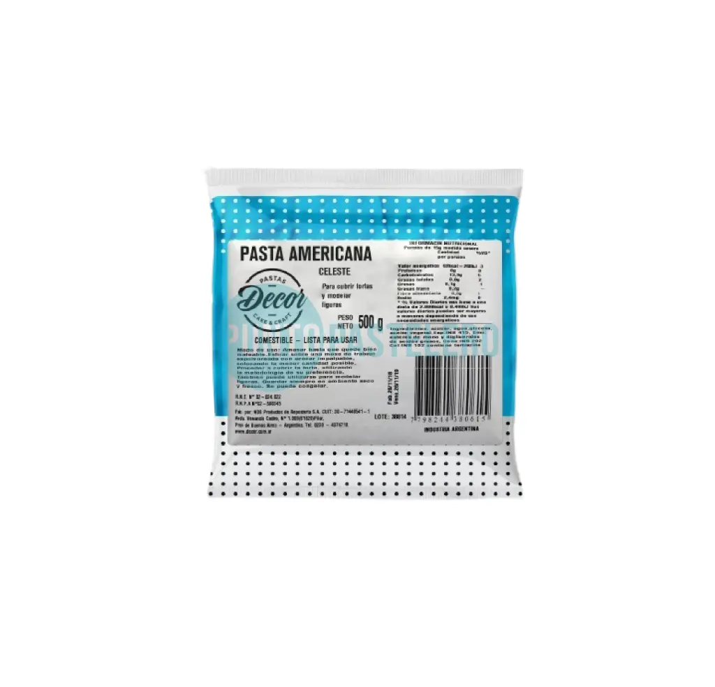 DECOR PASTA AMERICANA COLOR CELESTE (X 500 GR.)