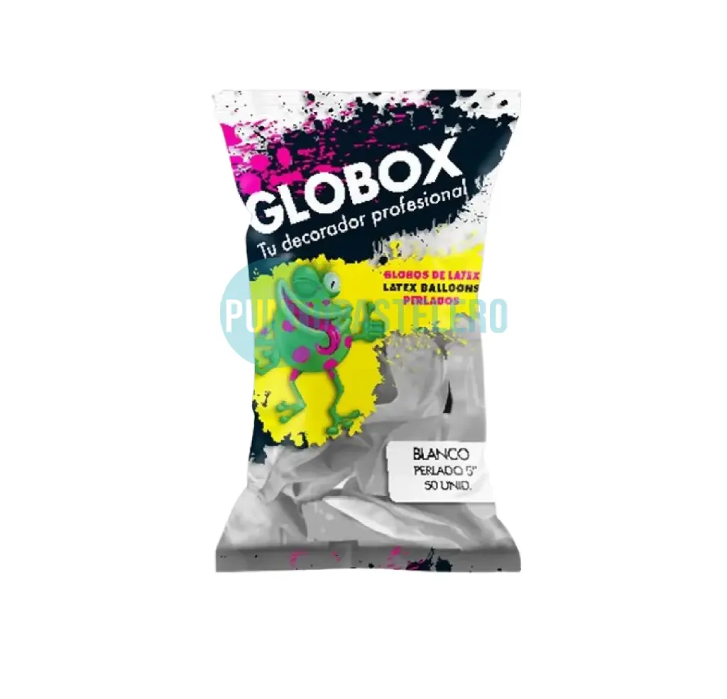 PACK GLOBO GLOBOX PERLADO 5" BLANCO (X 50 U.)