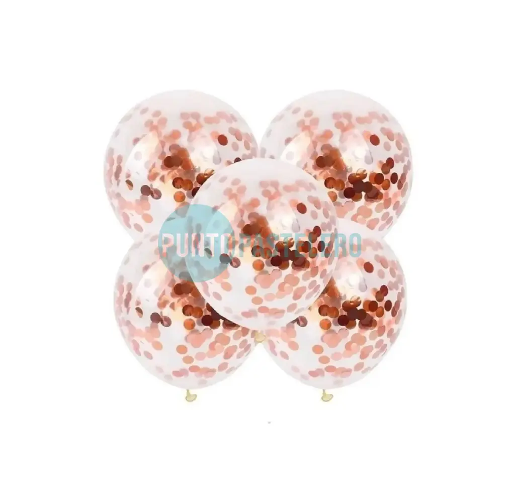 SET GLOBOS CONFETTI ROSA GOLD (5 PZ) (HAPPY DAY)