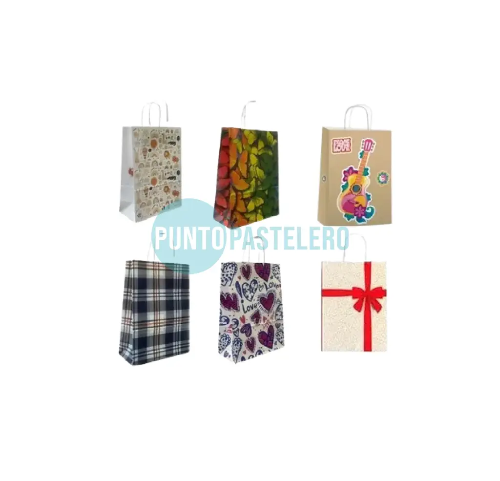 BOLSA DE PAPEL CON MANIJA PARA REGALOS MODELOS SURTIDOS(22X30 CM)