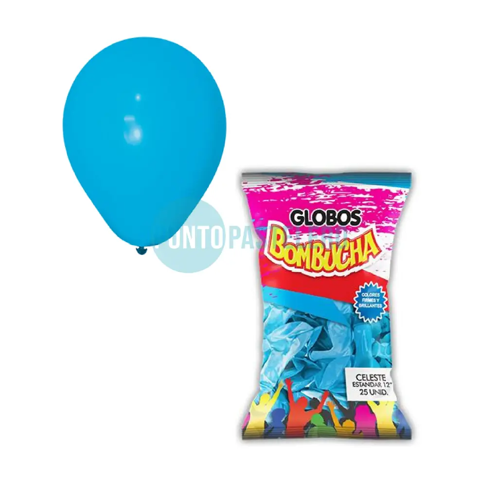 GLOBO BOMBUCHA ESTANDAR CELESTE 12" (X 25 U.)