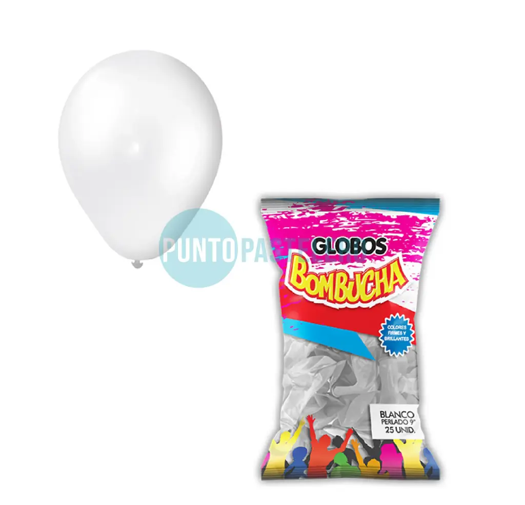 GLOBO BOMBUCHA PERLADO BLANCO 9" (X 25 U.)