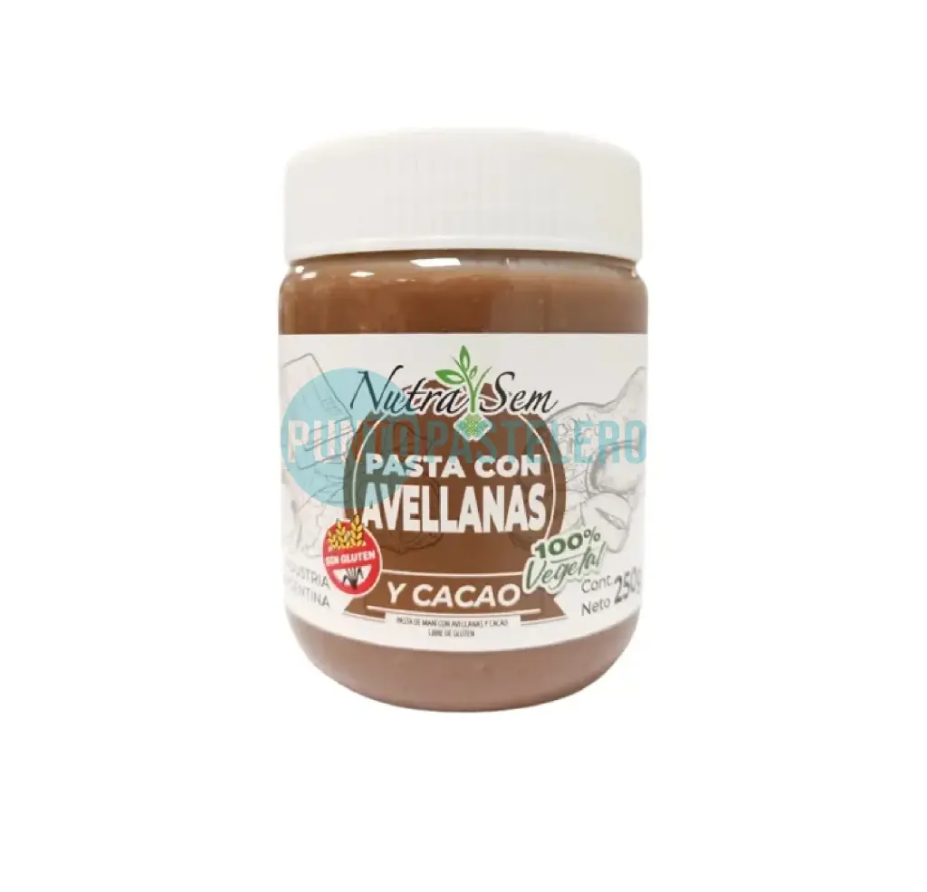 PASTA CON AVELLANAS Y CACAO NUTRA SEM (X 250 GR.) (SIN TACC) (SIN AZUCAR AGREGADA)