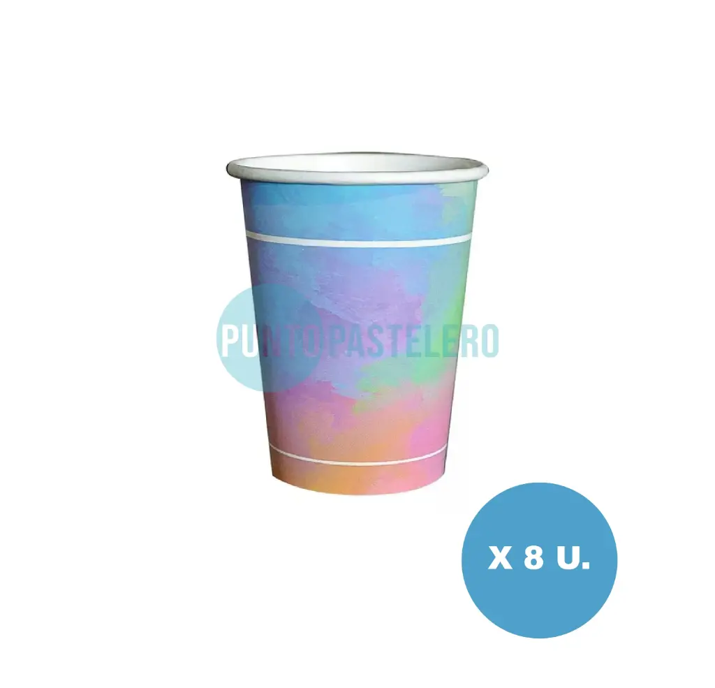 VASO DE POLIPAPEL MULTICOLOR PASTEL (8 U.)