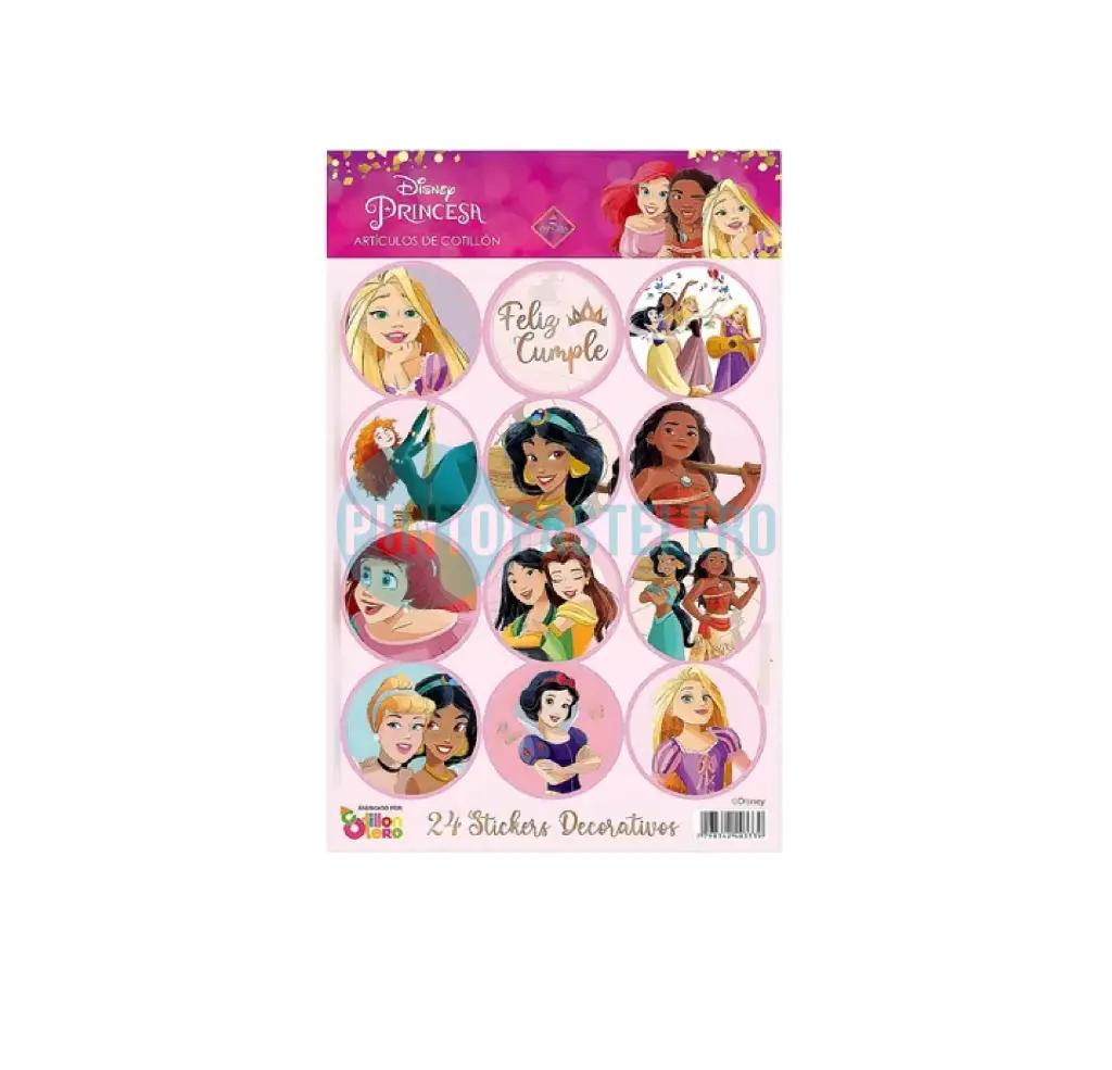 STICKERS EN PLANCHA PRINCESAS (24 U.)