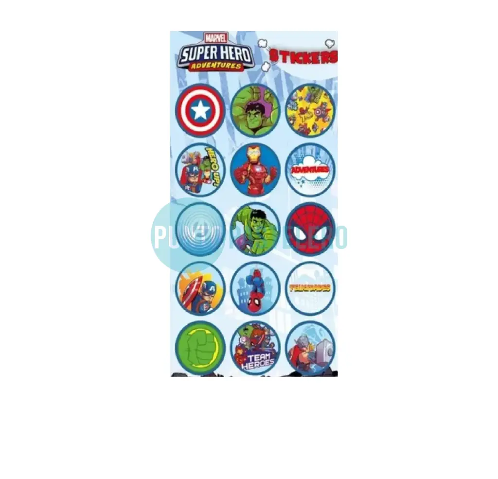 STICKERS EN PLANCHA SUPER HERO AVENGERS (24 U.)