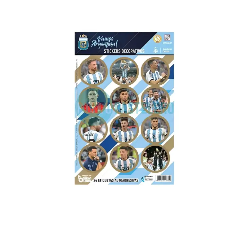 STICKERS EN PLANCHA SELECCION ARGENTINA (24 U.)