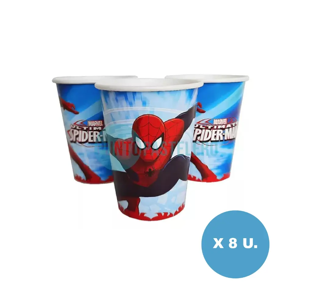 [7798342401953] VASO POLIPAPEL SPIDERMAN HOMBRE ARAÑA (8 U.)