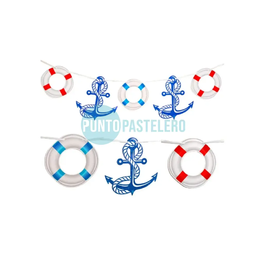 BANDERIN GUIRNALDA MARINERO ANCLAS Y SALVAVIDAS