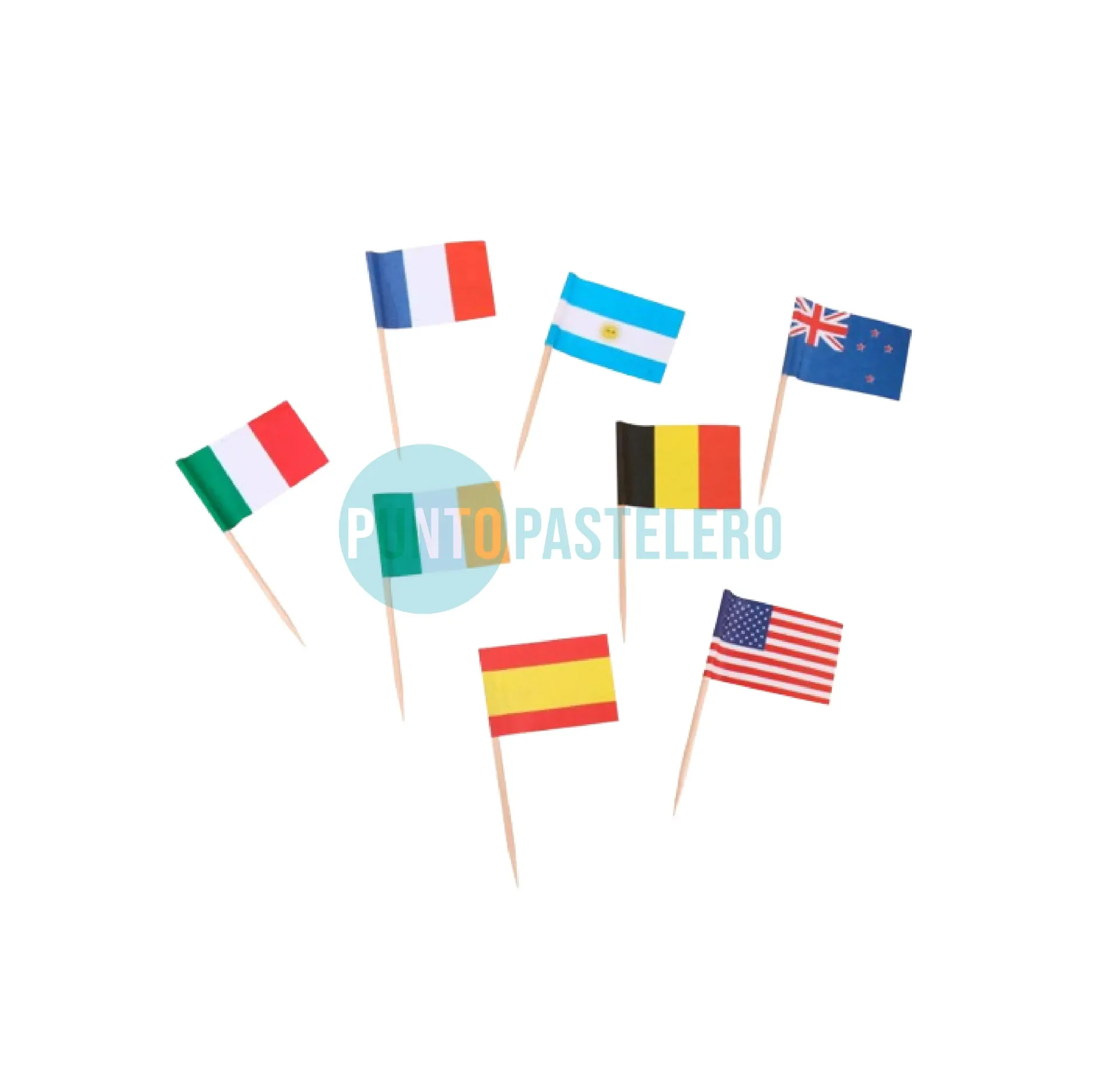 PINCHES PARA COPETIN BANDERITAS SURTIDAS (X 50 U.)